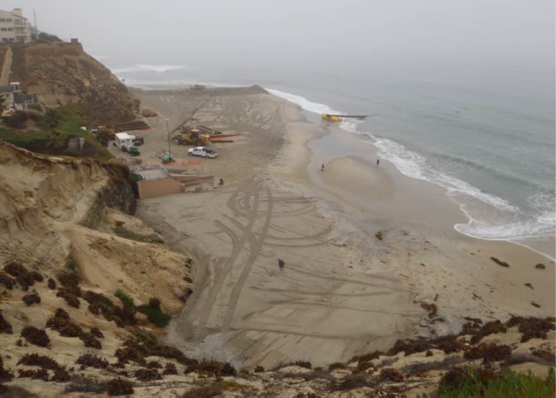 Sand restoration gets underway at Fletcher Cove